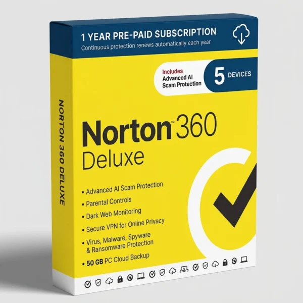 Norton 360 Deluxe 2026 (5 Devices, 1 Year) - License Key